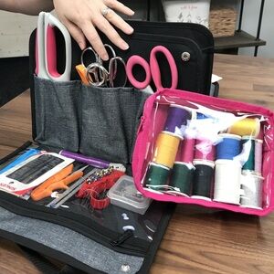 Thirty One Get Creative Caddy Bag Craft Organizer -Grey crosshatch